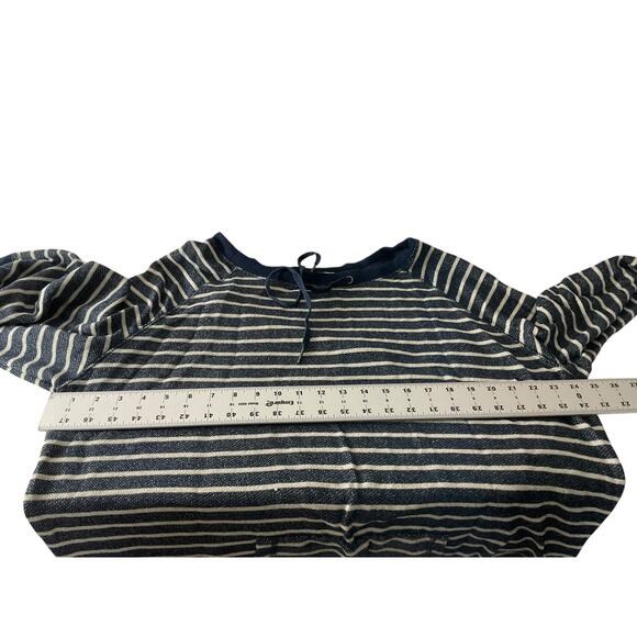 French Laundry Womens 3X Black White Sweater Top striped Pullover Drawstring - Picture 10 of 12